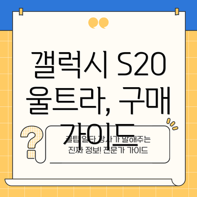 갤럭시 S20 울트라, 구매 가이드