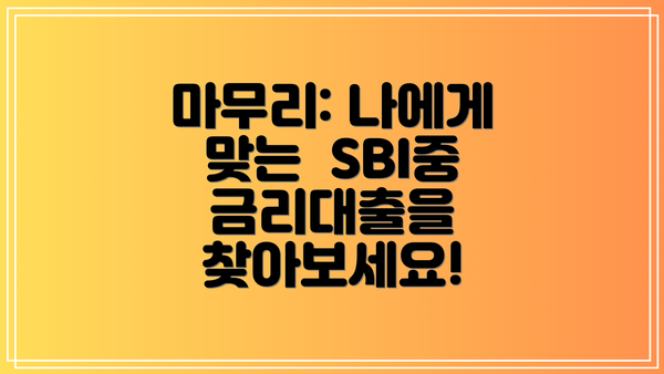 마무리: 나에게 맞는  SBI중금리대출을  찾아보세요!