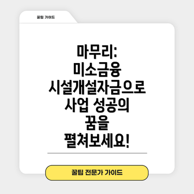 마무리:  미소금융 시설개설자금으로 사업 성공의 꿈을 펼쳐보세요!