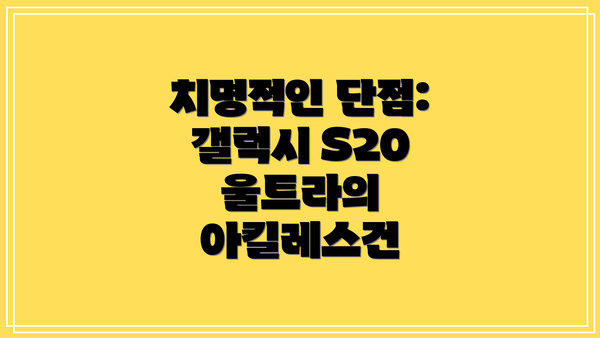 치명적인 단점:  갤럭시 S20 울트라의 아킬레스건