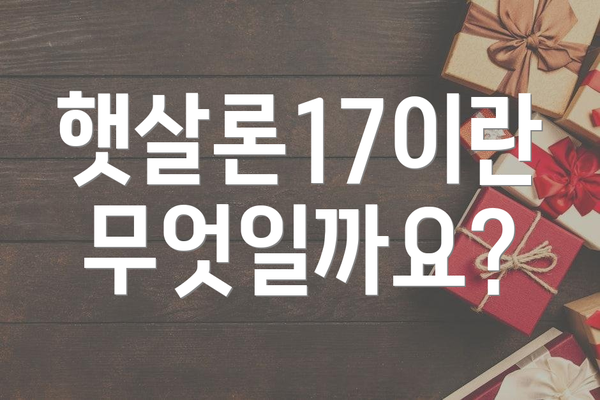 햇살론17이란 무엇일까요?