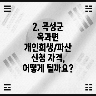 2. 곡성군 옥과면 개인회생/파산 신청 자격, 어떻게 될까요?