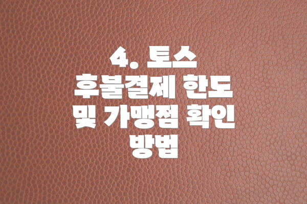 4. 토스 후불결제 한도 및 가맹점 확인 방법