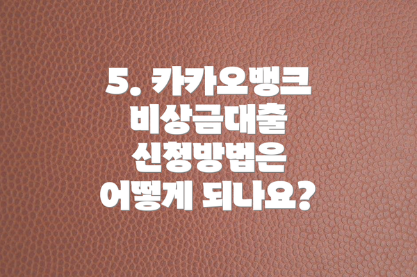 5. 카카오뱅크 비상금대출 신청방법은 어떻게 되나요?