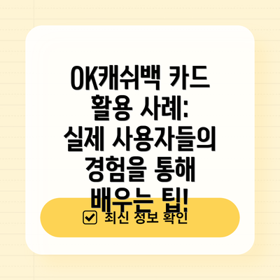 OK캐쉬백 카드 활용 사례: 실제 사용자들의 경험을 통해 배우는 팁!