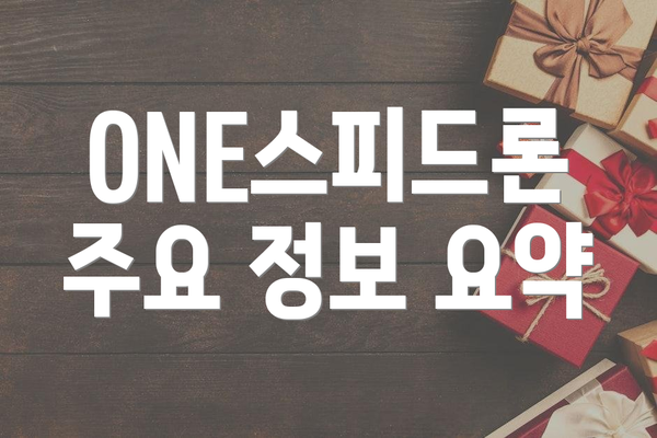 ONE스피드론 주요 정보 요약