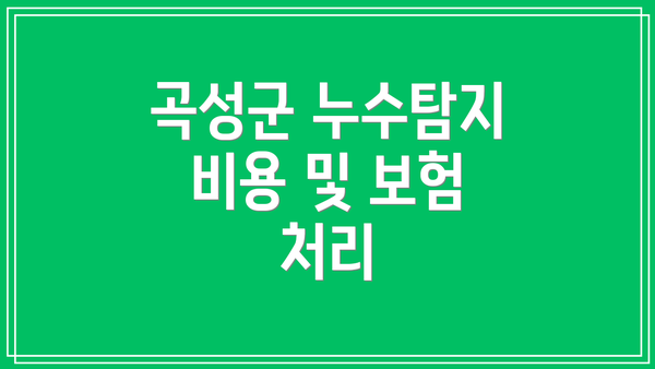 곡성군 누수탐지 비용 및 보험 처리