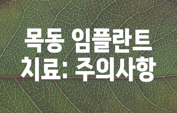 목동 임플란트 치료: 주의사항