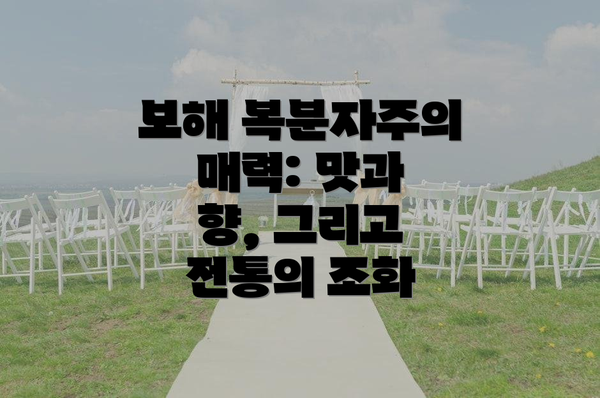 보해 복분자주의 매력: 맛과 향, 그리고 전통의 조화