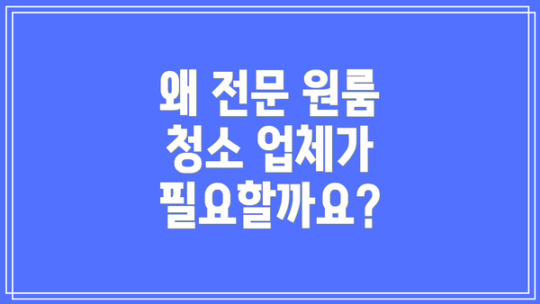 왜 전문 원룸 청소 업체가 필요할까요?
