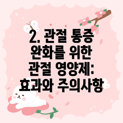 2. 관절 통증 완화를 위한 관절 영양제: 효과와 주의사항
