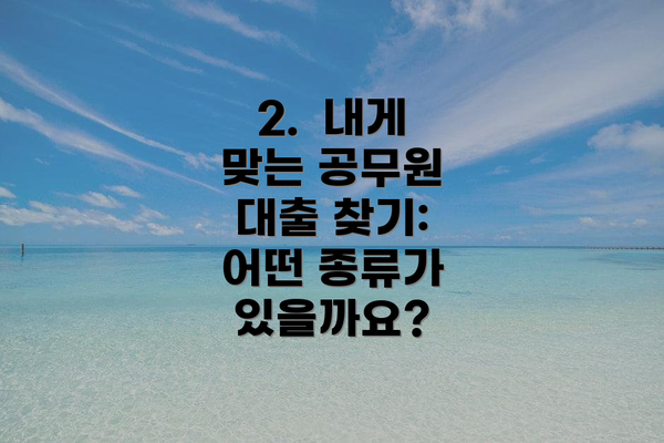 2.  내게 맞는 공무원 대출 찾기:  어떤 종류가 있을까요?