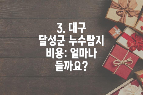 3. 대구 달성군 누수탐지 비용: 얼마나 들까요?