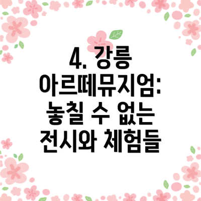 4. 강릉 아르떼뮤지엄: 놓칠 수 없는 전시와 체험들