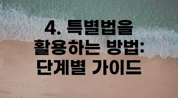 4. 특별법을 활용하는 방법: 단계별 가이드