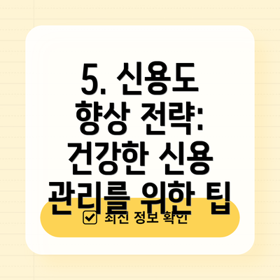 5. 신용도 향상 전략: 건강한 신용 관리를 위한 팁