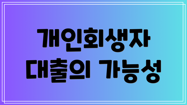 개인회생자 대출의 가능성