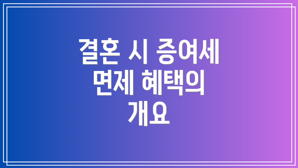결혼 시 증여세 면제 혜택의 개요