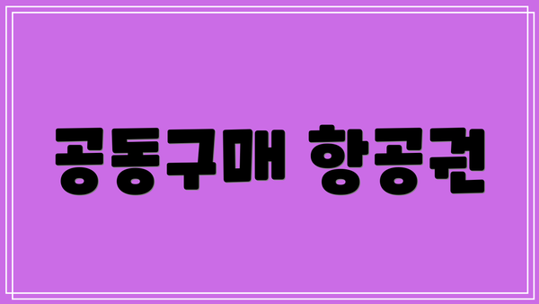 공동구매 항공권