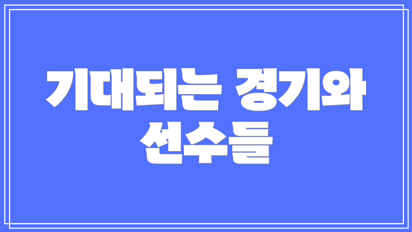 기대되는 경기와 선수들