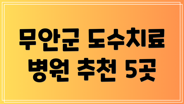 무안군 도수치료 병원 추천 5곳