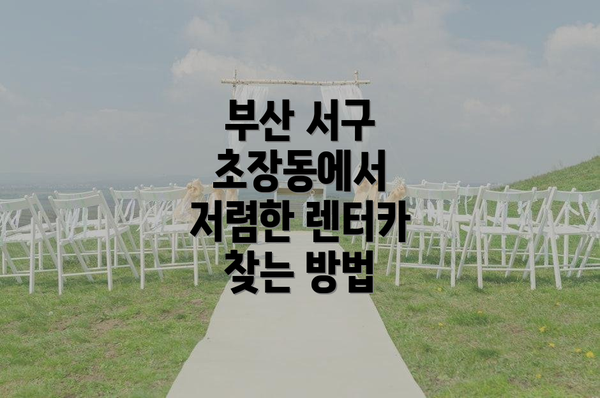 부산 서구 초장동에서 저렴한 렌터카 찾는 방법