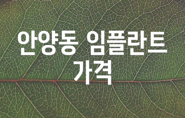 안양동 임플란트 가격