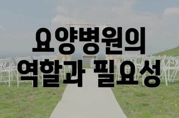 요양병원의 역할과 필요성