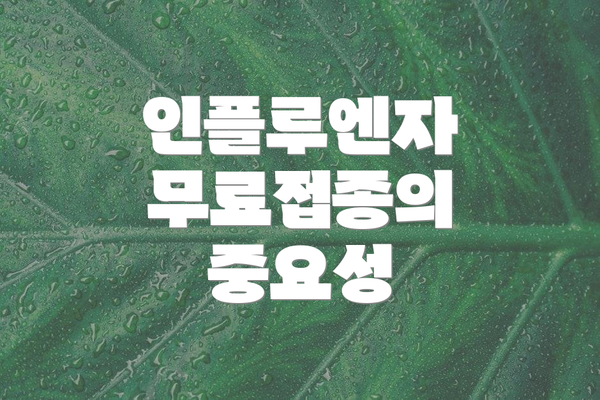 인플루엔자 무료접종의 중요성