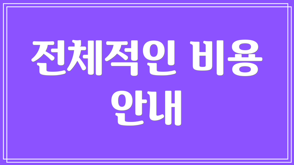 전체적인 비용 안내