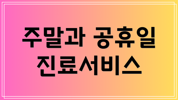 주말과 공휴일 진료서비스