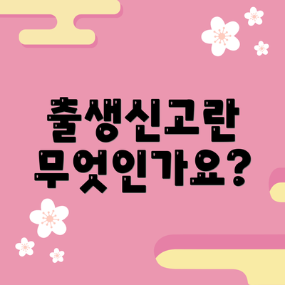 출생신고란 무엇인가요?