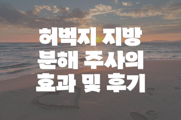 허벅지 지방 분해 주사의 효과 및 후기