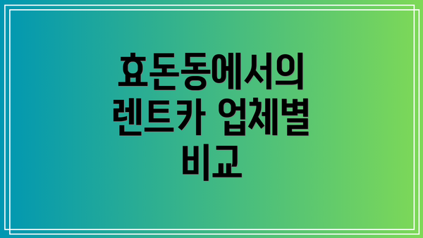 효돈동에서의 렌트카 업체별 비교