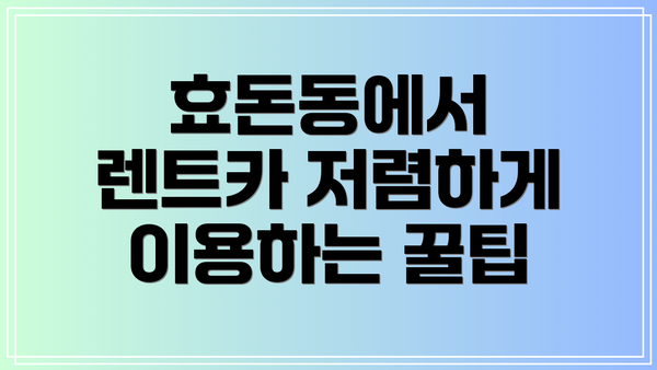효돈동에서 렌트카 저렴하게 이용하는 꿀팁