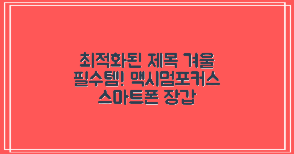 맥시멈포커스 스마트폰 터치 겨울 방한장갑 추천 리뷰